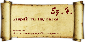 Szapáry Hajnalka névjegykártya